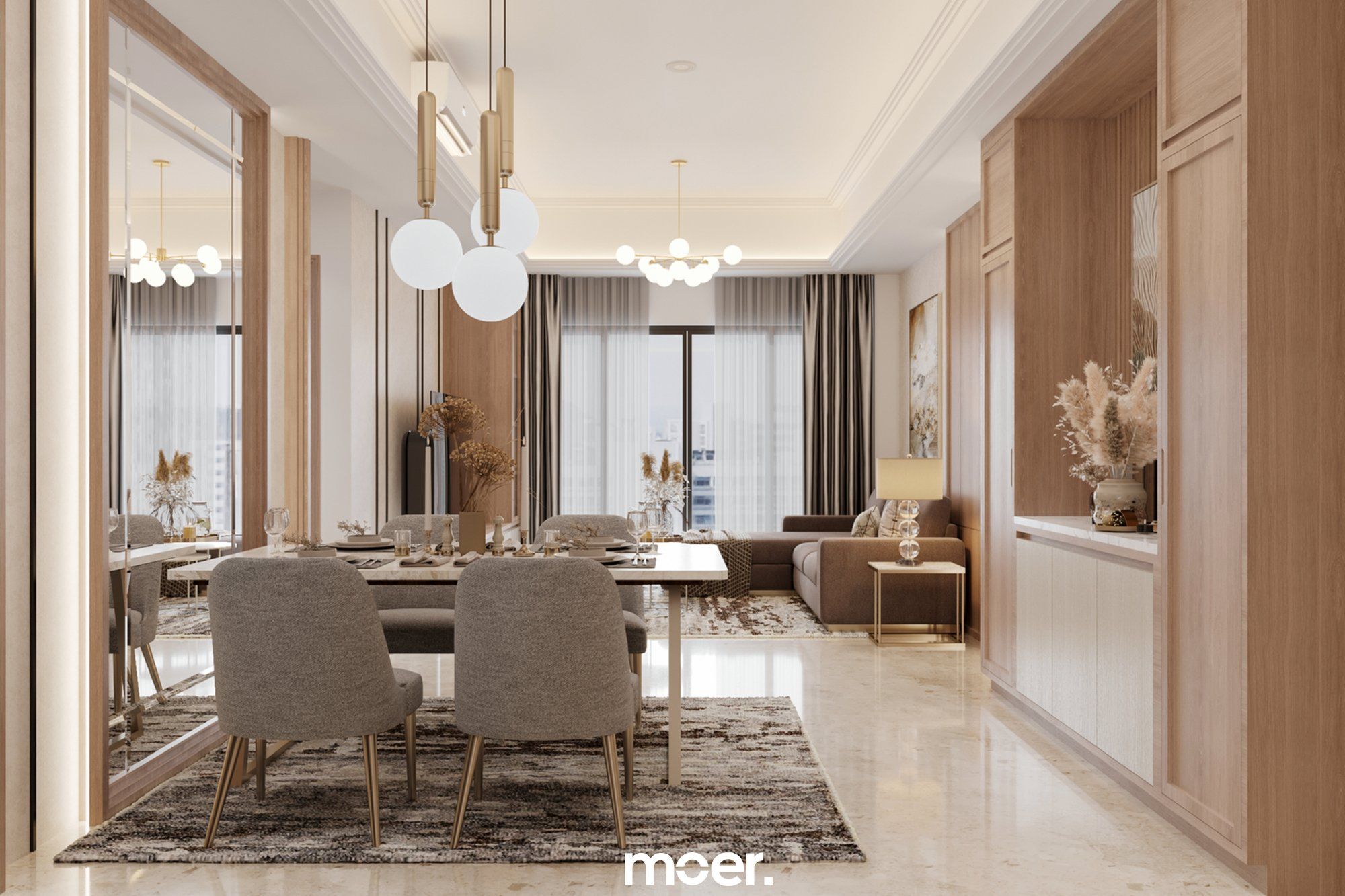 3D render of The Apartment, the same view as the photo